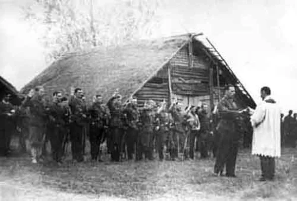 Przysięga partyzantów V Wileńskiej Brygady AK.