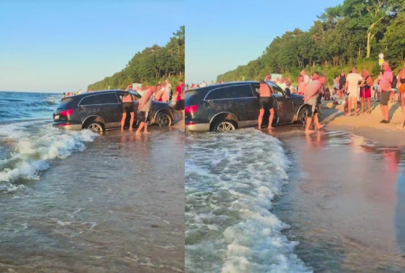 Pokazała, jak auto utknęło w... Bałtyku. "Po co on tam w ogóle wjeżdżał?".