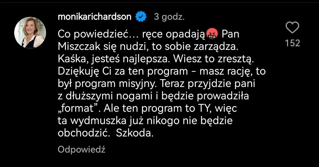 Monika Richardson uderza w Miszczaka