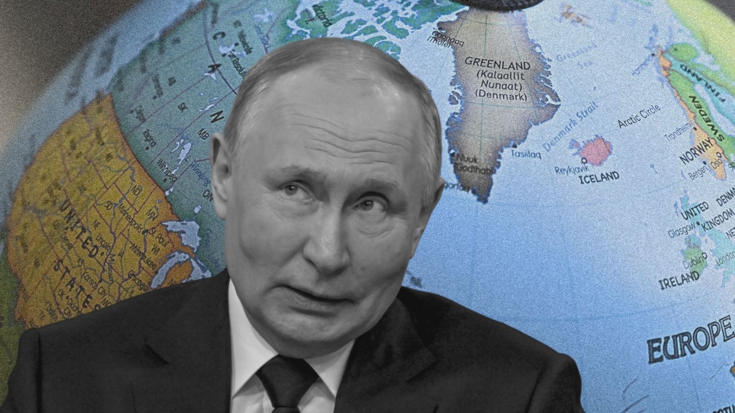 O Grenlandii mówią nawet na Kremlu. Biały Dom odbierze te słowa jednoznacznie Władimir Putin na tle mapy Grenlandii