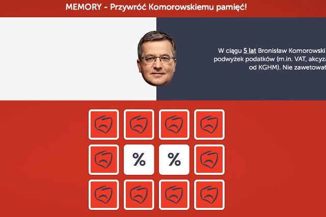 Organizatorzy zabawy utrzymują, że ukazuje ona "prawdomówność i konsekwencję prezydenta Komorowskiego"