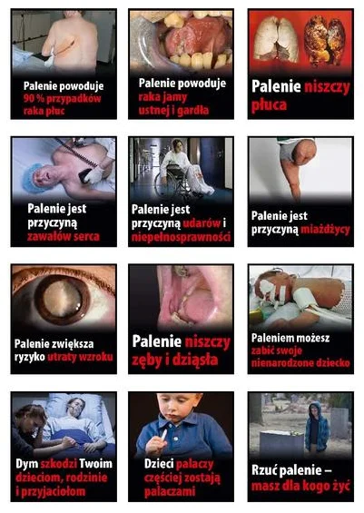 Fotografie, które od 2016 roku mają znaleźć się na paczkach papierosów.