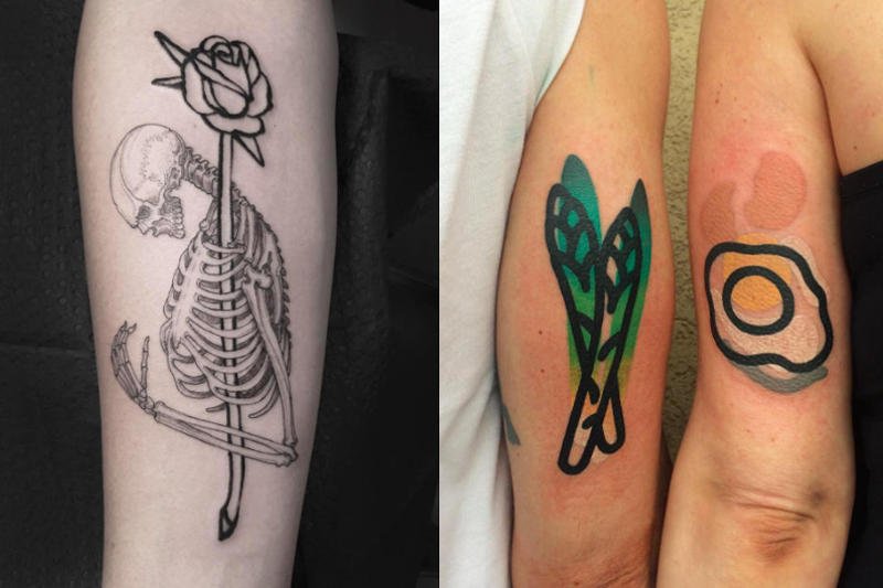 Różne style i mody mieszają się ze sobą i w efekcie modne jest to, co się komuś najbardziej podoba. Na fali są czaszki z różami i tatuaże prymitywne, jak te z gum do żucia.