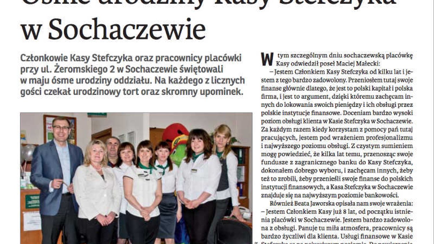 Poseł PiS Maciej Małecki wystąpił w reklamie SKOK-ów Stefczyka.
