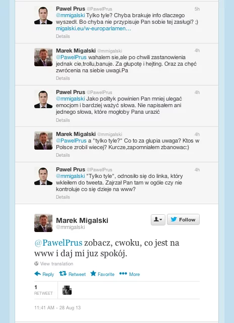 Dyskusja europosła Marka Migalskiego i Pawła Prusa.