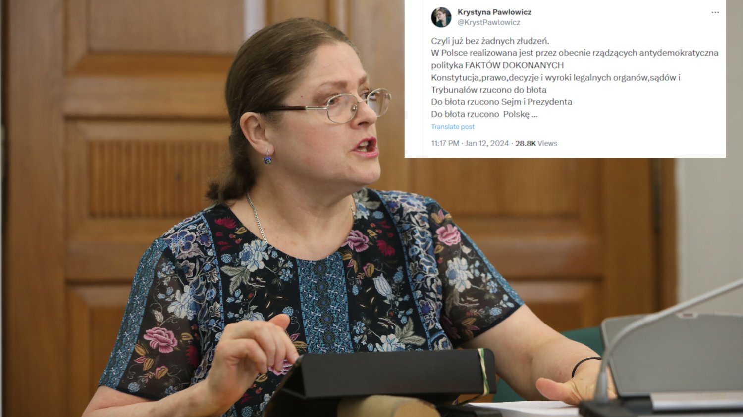 Mocne słowa Krystyny Pawłowicz. "Do błota rzucono Sejm i Prezydenta"