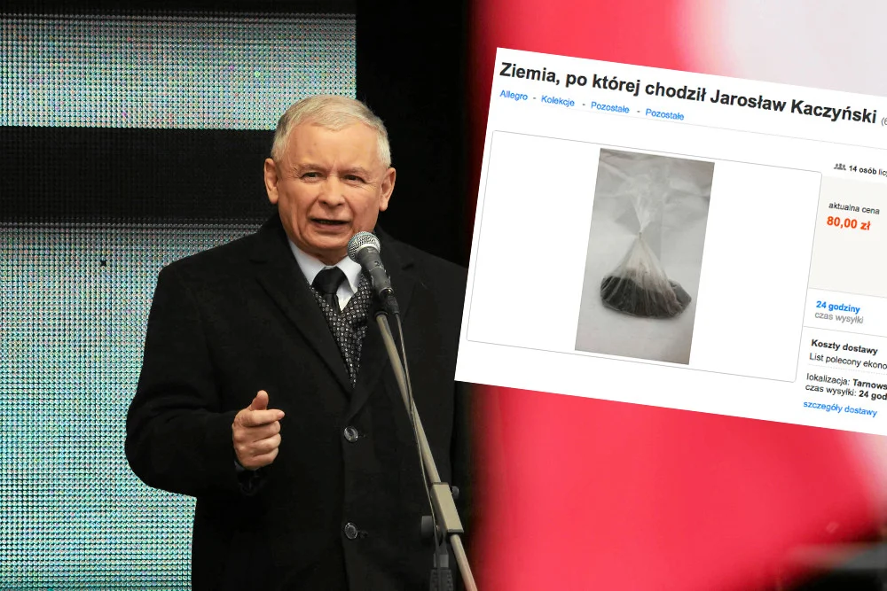 Na Allegro trafiła garść ziemi, po której stąpał Jarosław Kaczyński.