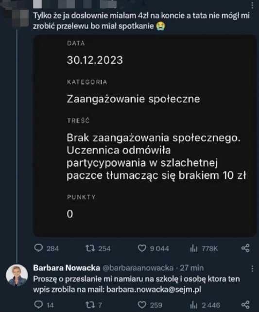 Uczennica pożaliła się w sieci, jak ukarano ją w szkole. Zareagowała sama ministra edukacji