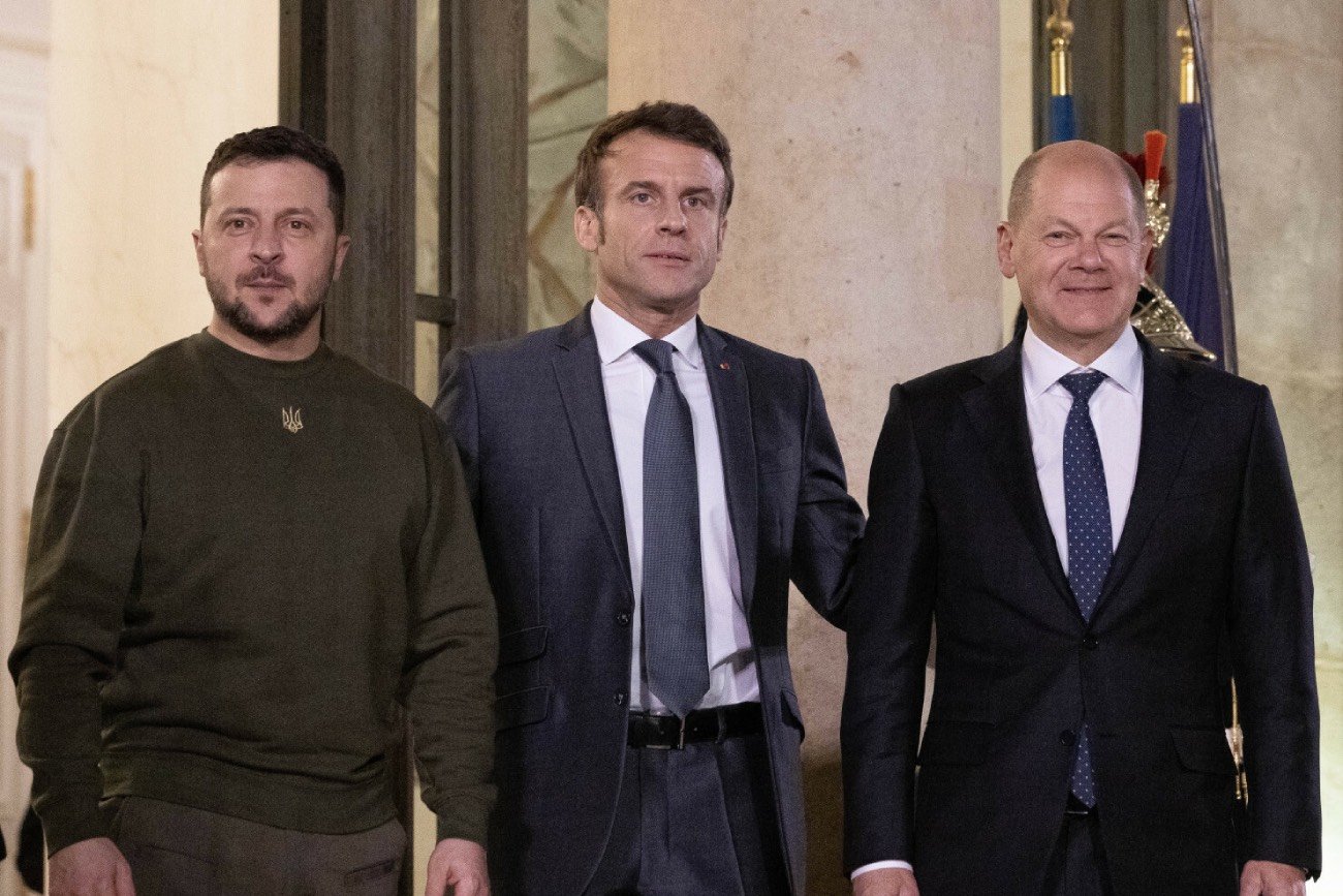 Wołodymyr Zełenski, Emmanuel Macron, Olaf Scholz