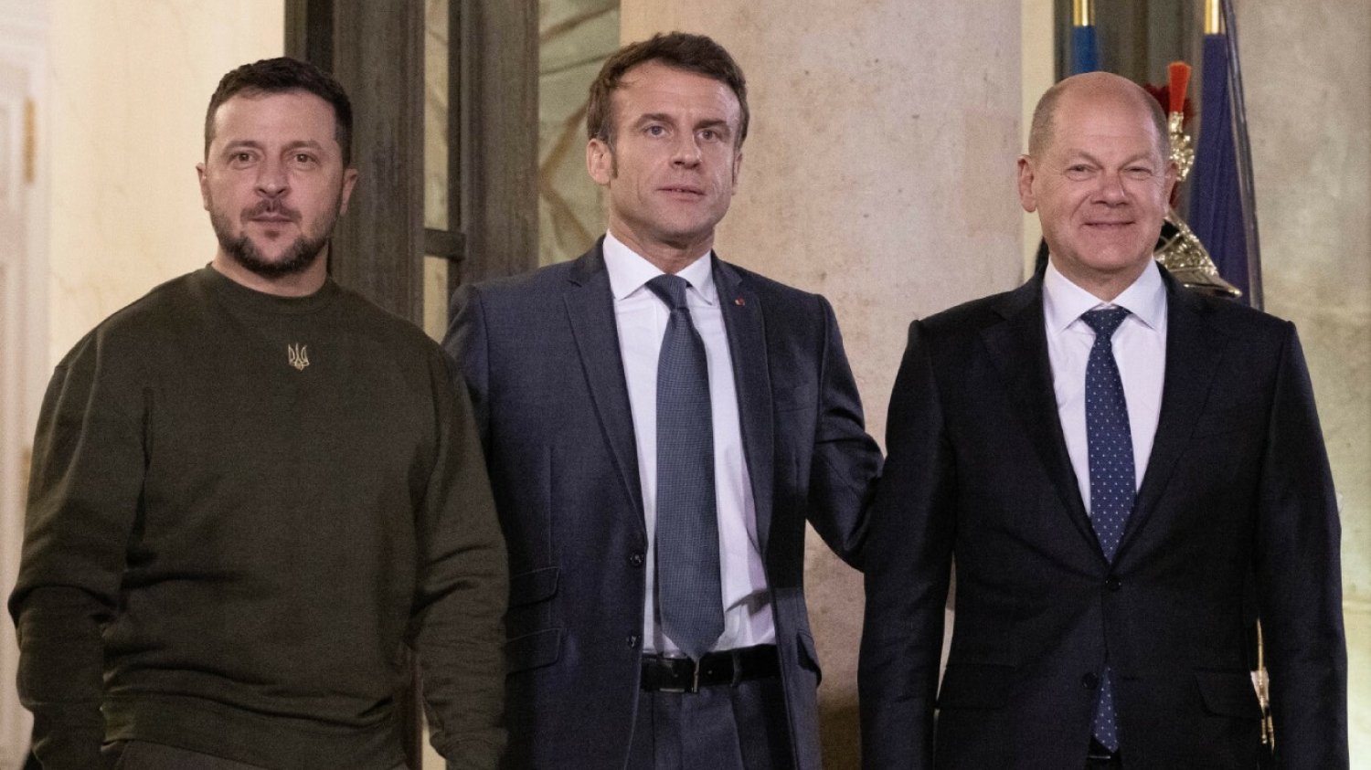 Wołodymyr Zełenski, Emmanuel Macron, Olaf Scholz
