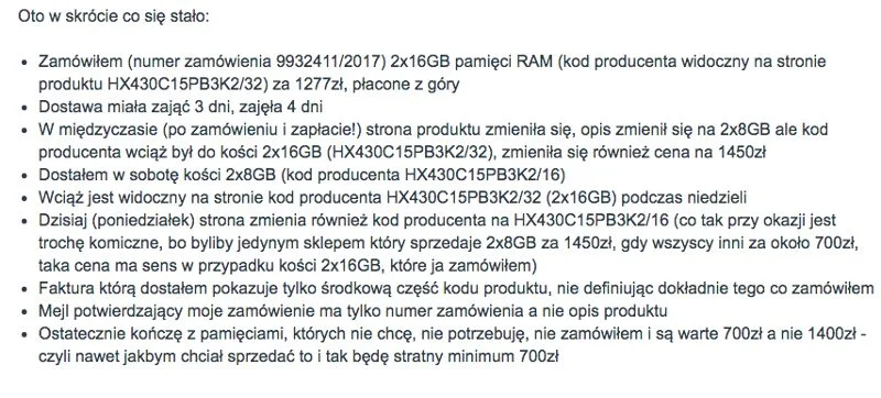 Użytkownik Wykopu również poczuł się oszukany przez OleOle.pl.