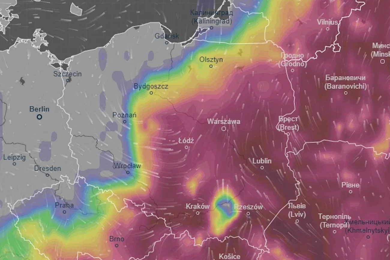 Mapa pogodowa – burze w Polsce