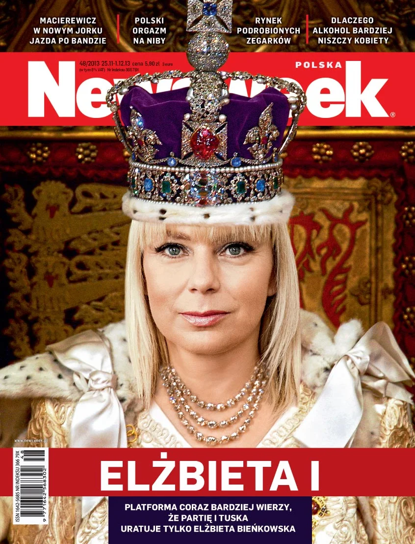 Elżbieta Bieńkowska jako królowa na okładce Newsweeka.