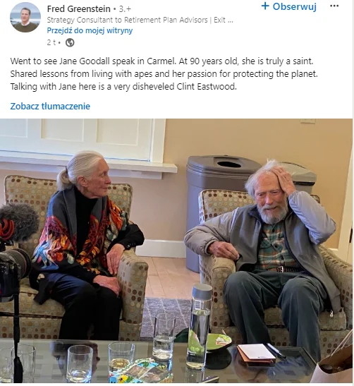 Clint Eastwood i Jane Goodall w Kalifornii.