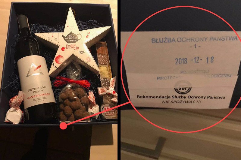 Paczkę do wicemarszałka Sejmu sprawdzali agenci SOP. Zakazali spożywania znalezionych tam artykułów.