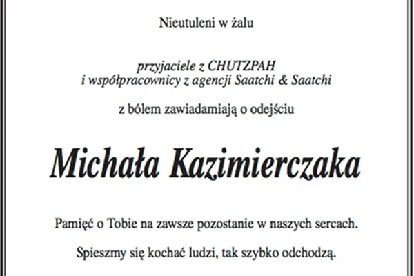 Pracownicy firmy Saatchi & Saatchi odchodzącego z pracy szefa pożegnali nekrologiem