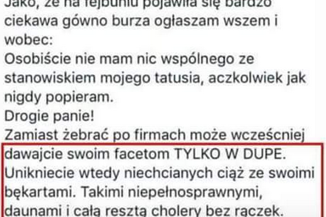 Syn właściciela drukarni komentuje wpadkę ojca