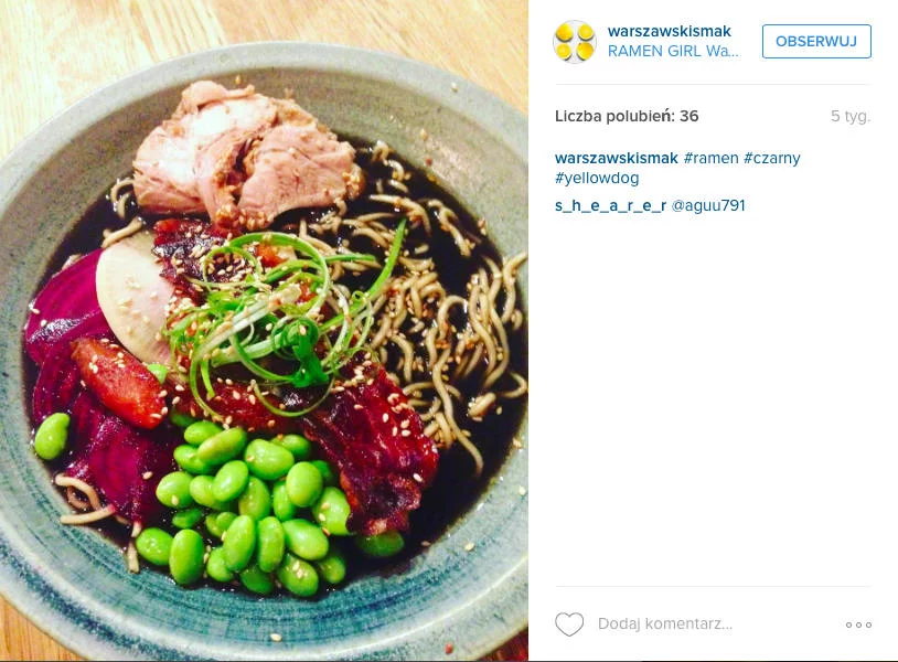 Czarny ramen do posmakowania w Warszawie.