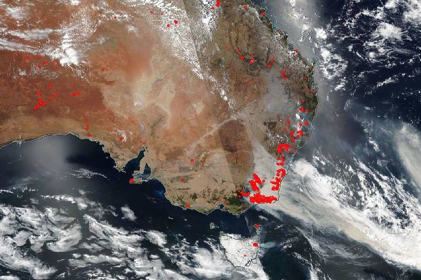 NASA pokazała skalę pożarów Australii