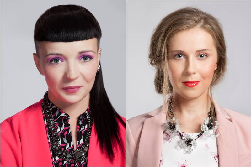 Uczestniczki akcji Lirene od lewej: zima i wiosna, czyli Agata Herbut z agatamanosa.blogspot.com oraz Ewelina z pracowniaporannychprzyjemnosci.blogspot.com