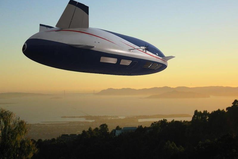 Prototyp sterowca firmy World Aeros wzorowany na popularnych Zeppelinach.