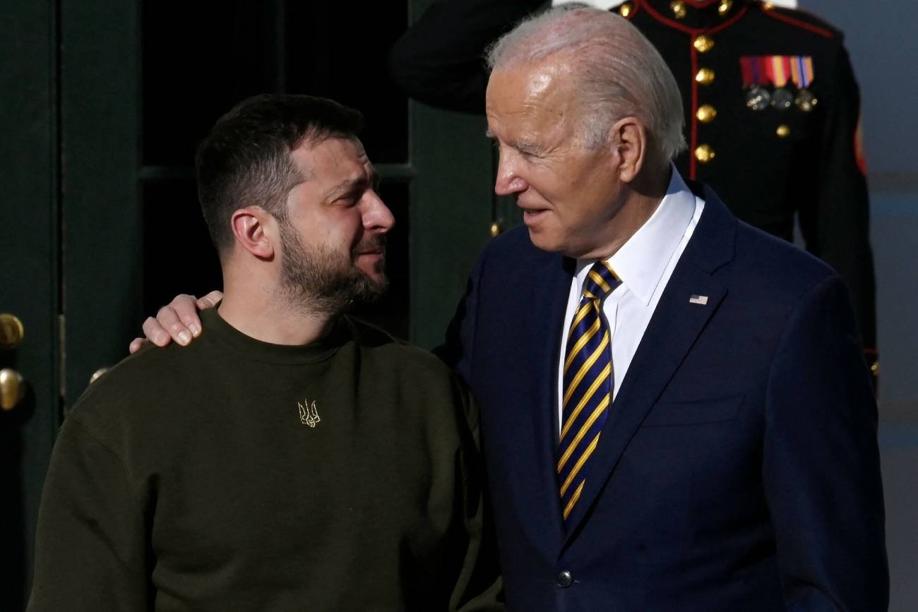 Wołodymyr Zełenski i Joe Biden w Waszyngtonie