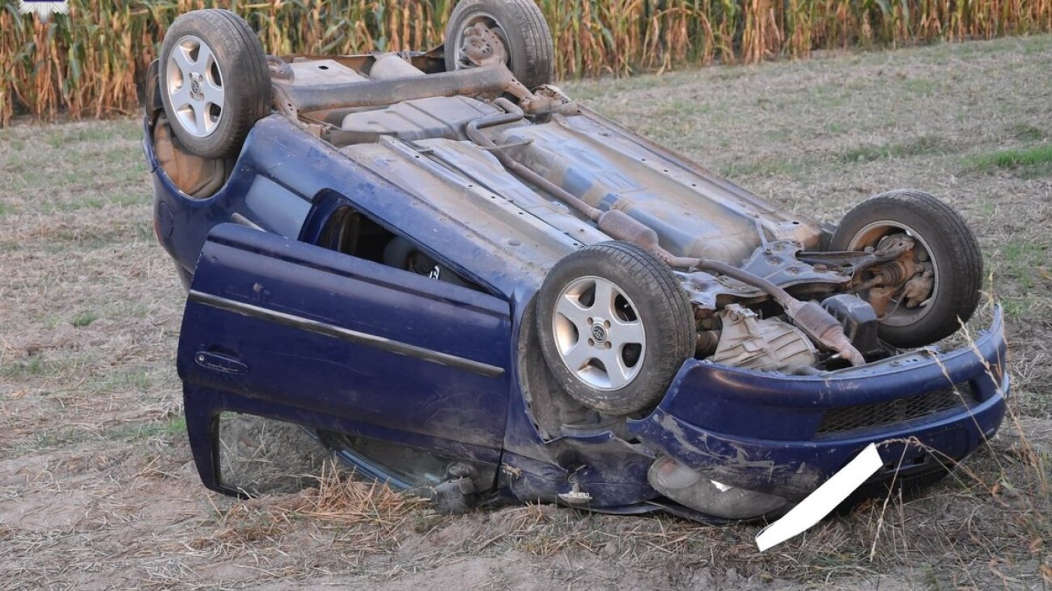 Radzyńscy policjanci na miejscu dachowania Toyoty zastali 5 osób dorosłych oraz roczne dziecko.