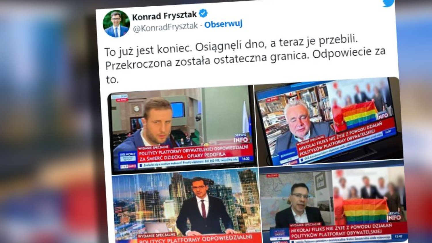 Burza po reakcji TVP na śmierć syna posłanki PO