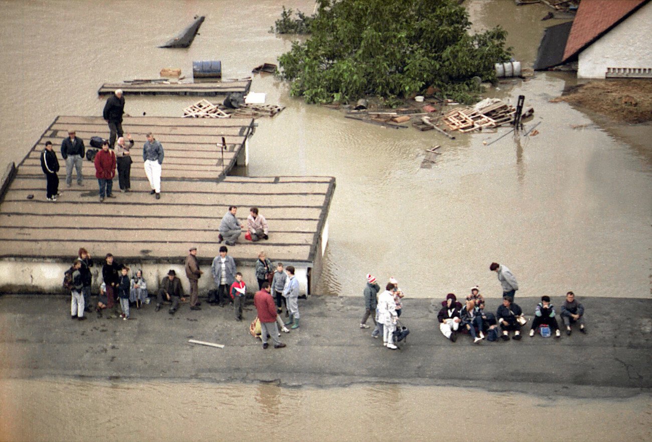 Racibórz podczas powodzi tysiąclecia w 1997 roku.
