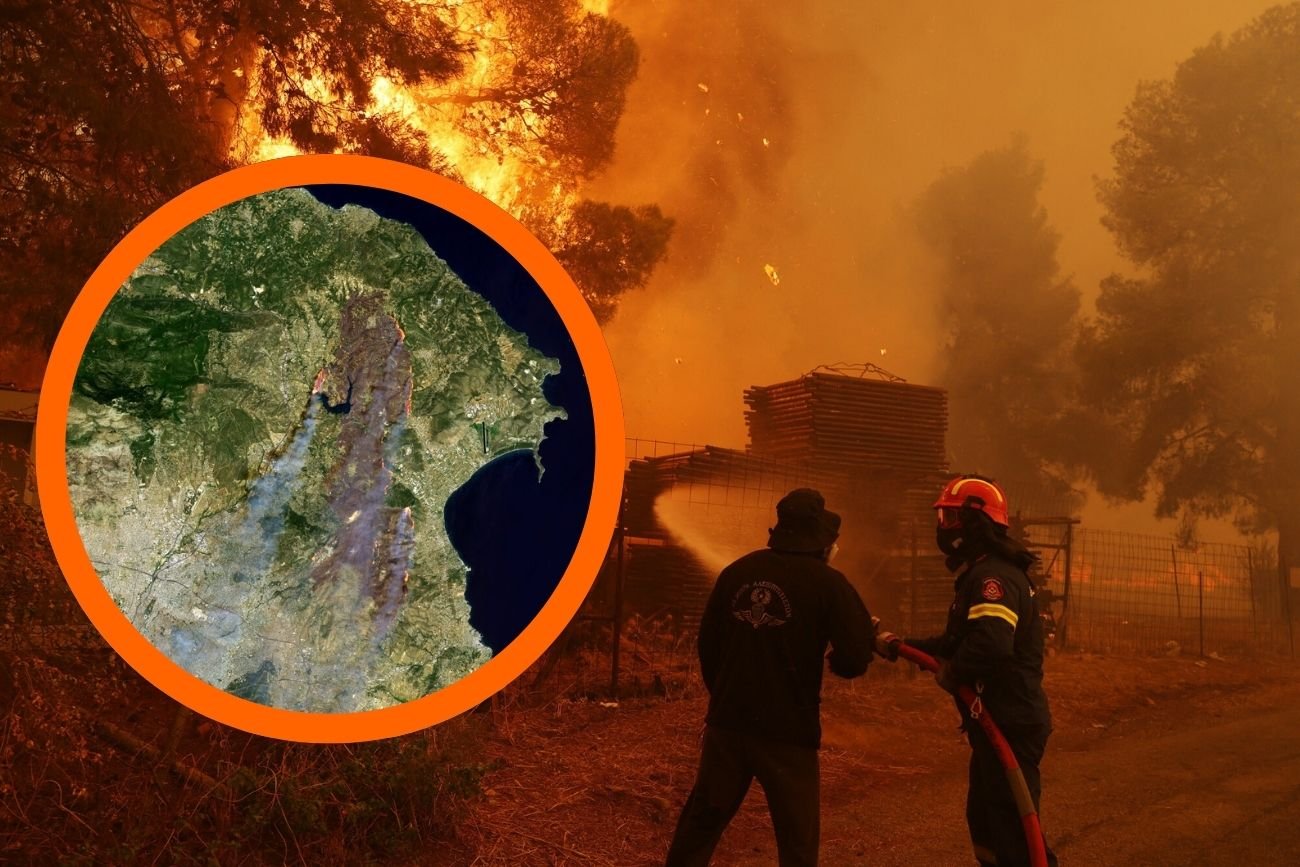 Pożary w Grecji widoczne z kosmosu