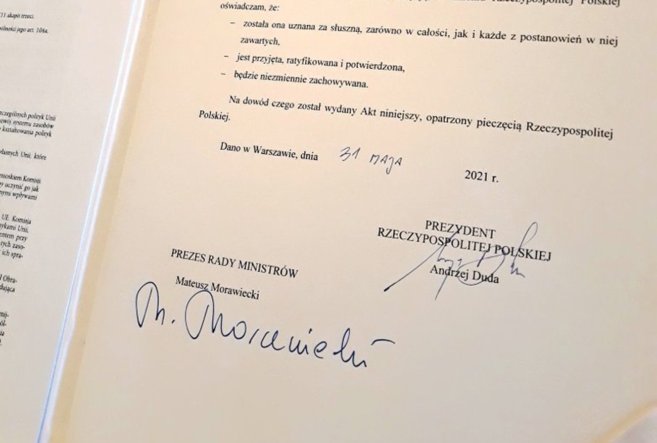 Andrzej Duda podpisał ustawę ws. ratyfikacji Funduszu Odbudowy.