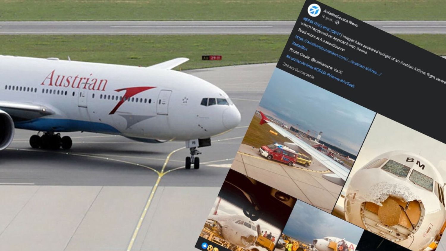 Samolot Austrian Airlines wpadł w burzę. Załoga prosiła o pomoc