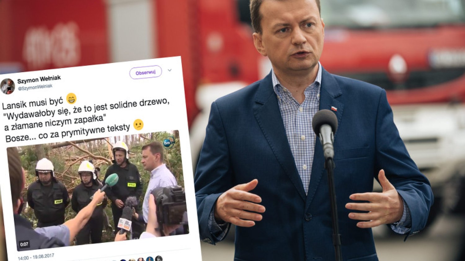 Mariusz Błaszczak nie podołał spontanicznej rozmowie i wyszło jeszcze gorzej niż było.