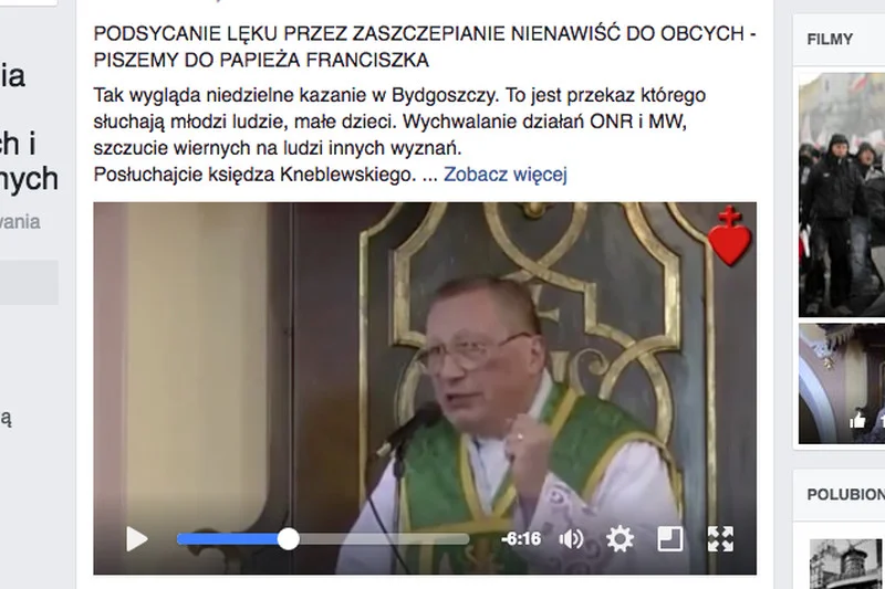 Ks. Roman Adam Kneblewski w kazaniu gloryfikuje nacjonalistów