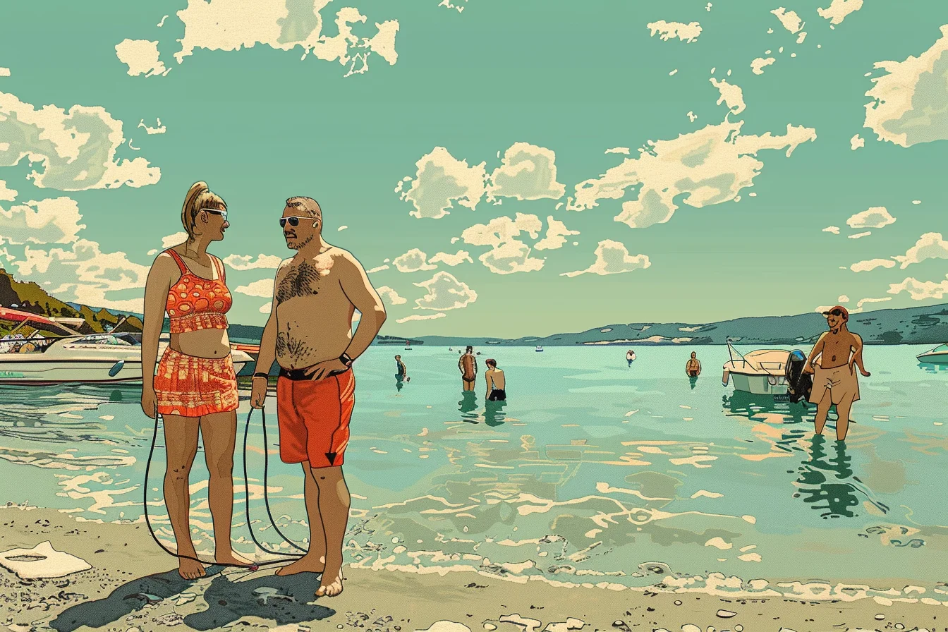 Polacy nadal chętnie jeżdżą na wakacje nad Balaton. Grafika ilustracyjna.