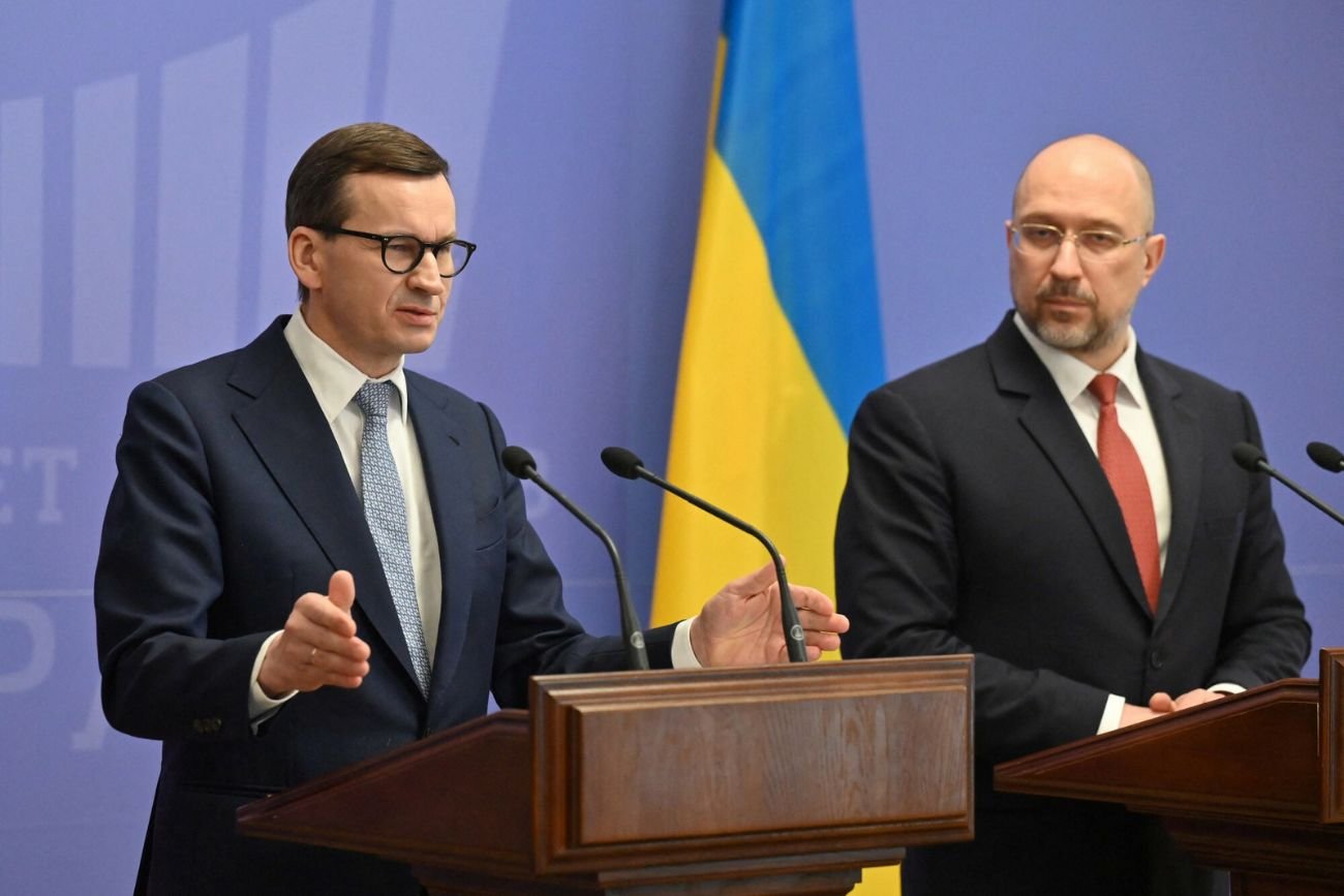 Spotkanie premiera Mateusza Morawieckiego i premiera Ukrainy Denysa Szmyhala w Kojowie.