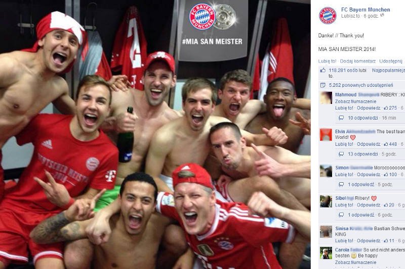 Bayern Monachium zdobył mistrzostwo Niemiec po 27. kolejkach i pokonaniu Herthy Berlin. Tak Bawarczycy cieszyli się po meczu