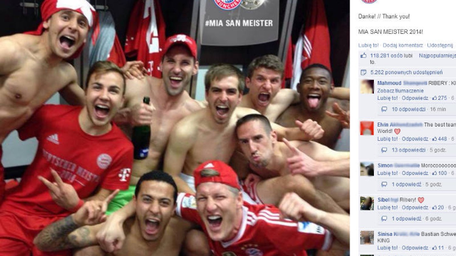 Bayern Monachium zdobył mistrzostwo Niemiec po 27. kolejkach i pokonaniu Herthy Berlin. Tak Bawarczycy cieszyli się po meczu