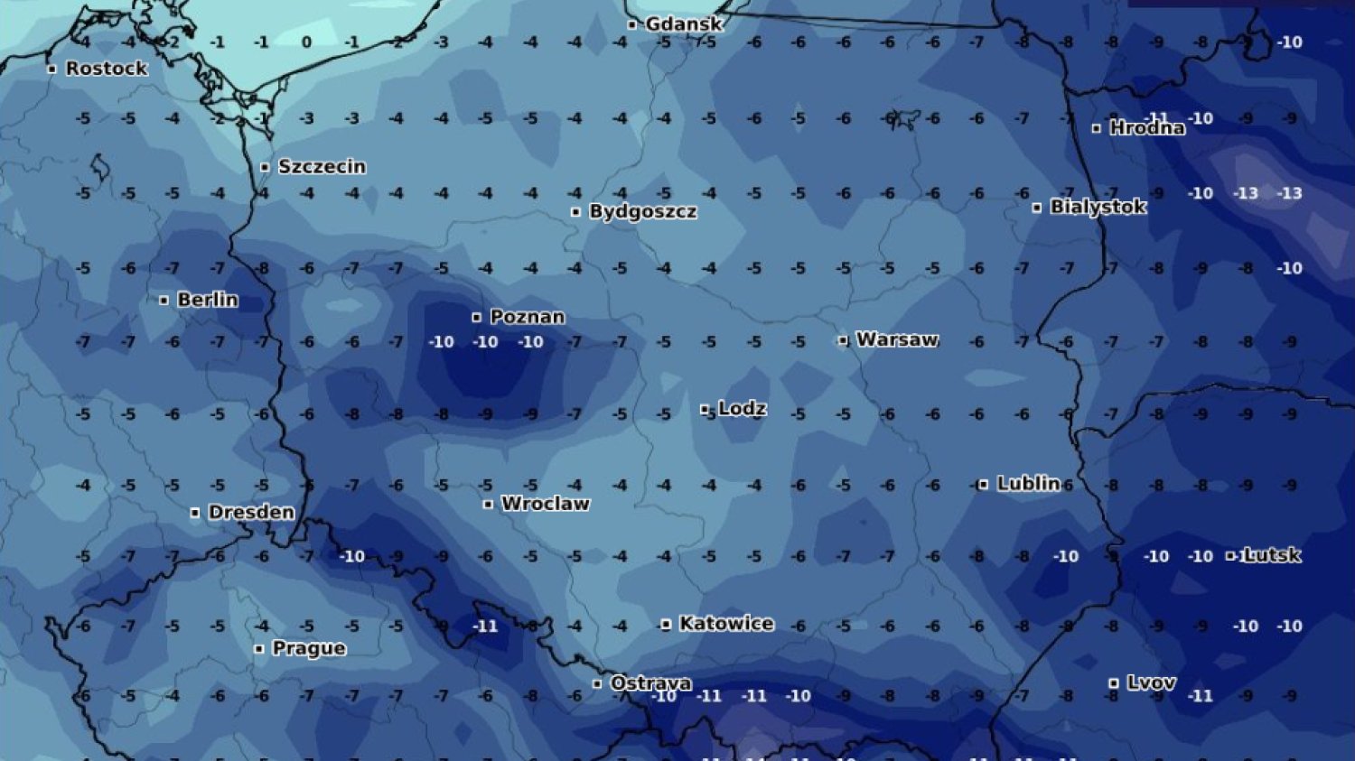 Temperatura w weekend dalej będzie spadać. W nocy z niedzieli na poniedziałek może być nawet około -10 stopni.