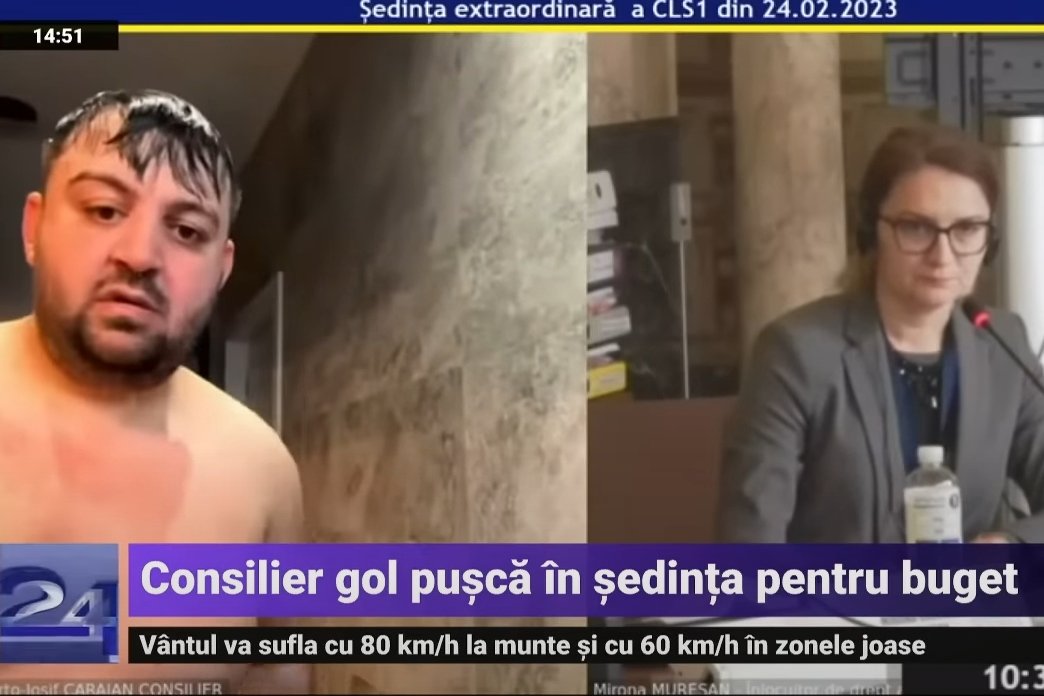 Radny z Rumunii zapomniał wyłączyć kamerkę.