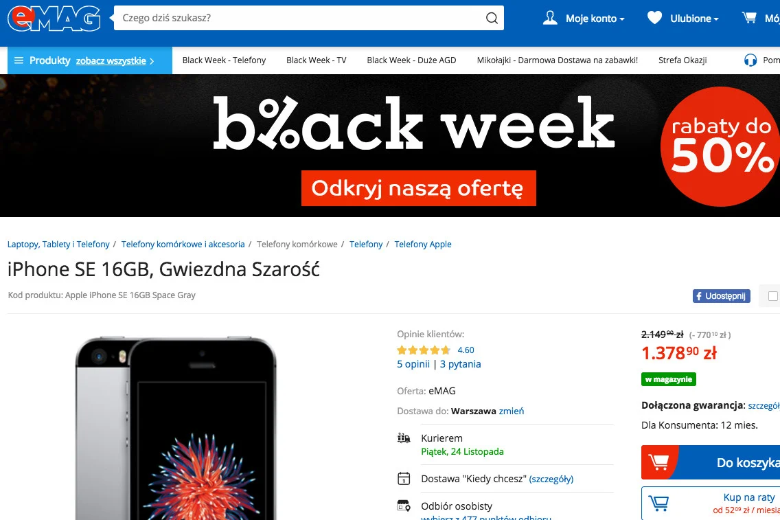 To jedna z tysięcy ofert na black friday 2017.