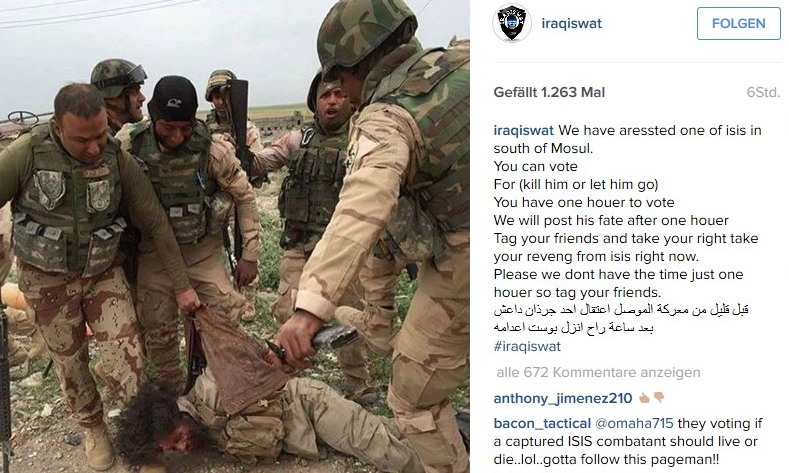 Iraccy milicjanci mieli rzekomo przeprowadzić głosowanie ws. życia lub śmierci członka ISIS.