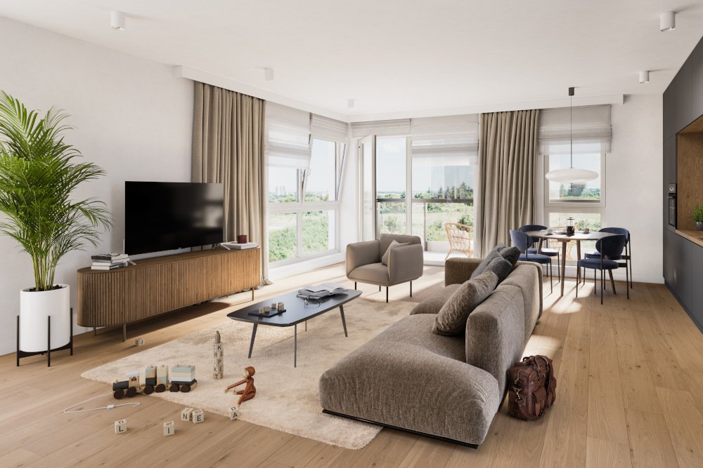 Niewątpliwym atutem inwestycji LINEA są rozkłady mieszkań o powierzchniach od 40 do 101 m2 z dużymi balkonami, tarasami oraz ogródkami do 118 m2