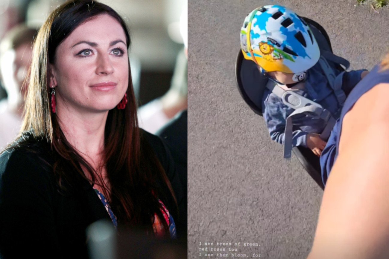 Justyna Kowalczyk wybrała się z synem na wycieczkę rowerową.