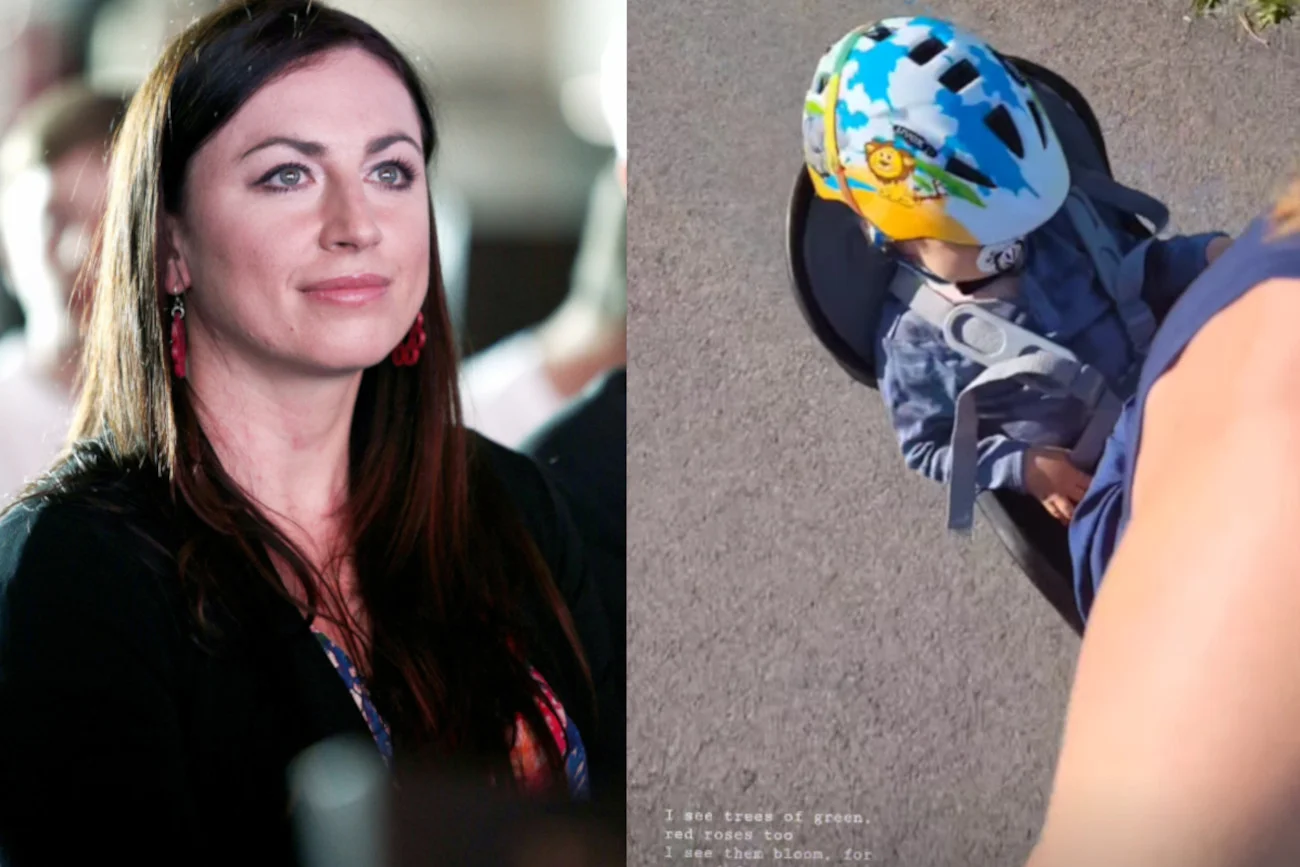 Justyna Kowalczyk wybrała się z synem na wycieczkę rowerową.