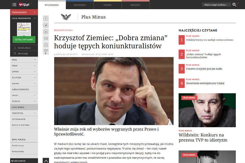 Krzysztof Ziemiec nie krytykuje Prawa i Sprawiedliwości - on się o nie troszczy.