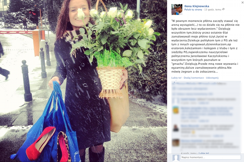 Ilona Klejnowska, czyli "aniołek PiS" odchodzi z partii.