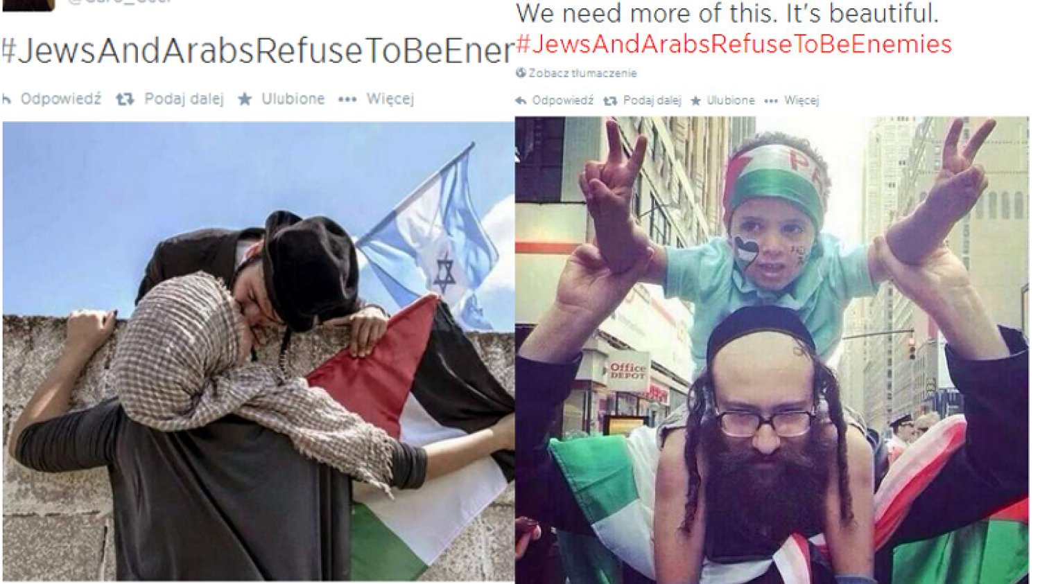 Żydzi i Arabowie odmawiają bycia wrogami, czyli jak Żydzi i Palestyńczycy protestują przeciw wojnie pod tagiem #JewsAndArabsRefuseToBeEnemies