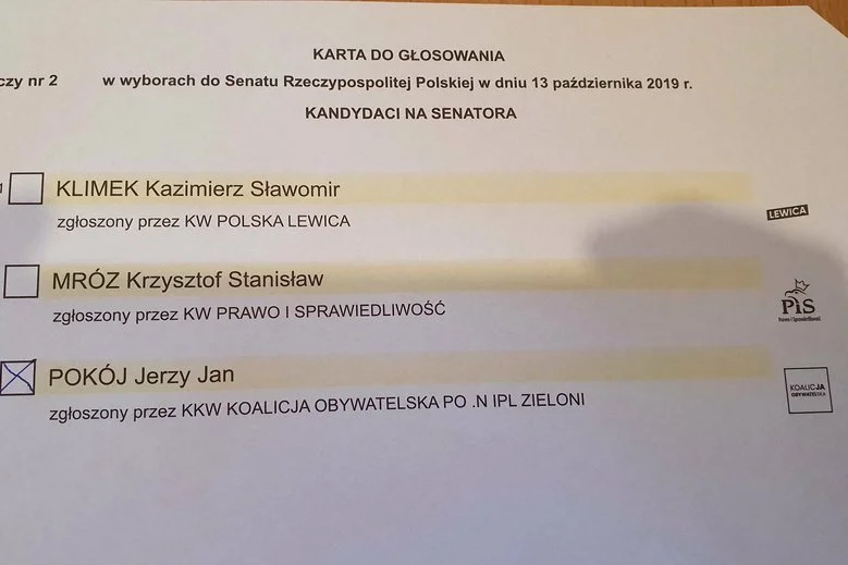 Na kartach do głosowania w okręgu nr 2 w Legnicy przy kandydacie KW Polska Lewica pojawiło się logo Lewicy, innego komitetu wyborczego.