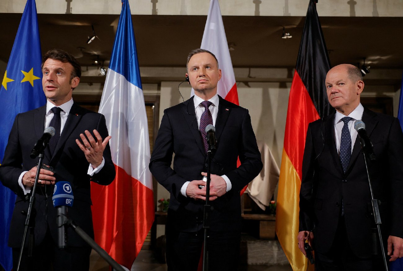 Andrzej Duda spotkał się z Olafem Scholzem i Emmanuelem Macronem.